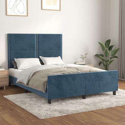 vidaXL Estructura cama con cabecero terciopelo azul oscuro 140x200 cm