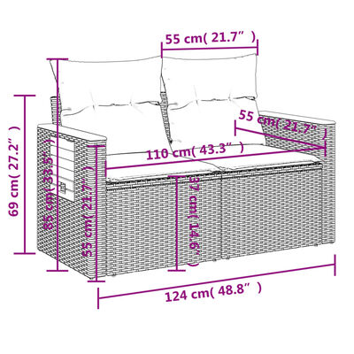 vidaXL Set de sofás de jardín 11pzas con cojines ratán sintético beige