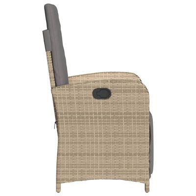 vidaXL Sillón reclinable jardín reposapiés 2 uds ratán PE beige mezcla