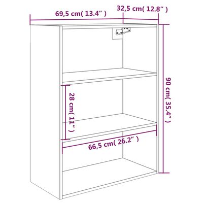 vidaXL Armario colgante de pared marrón roble 69,5x32,5x90 cm