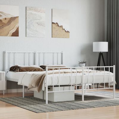 vidaXL Estructura cama sin colchón con estribo metal blanco 160x200 cm