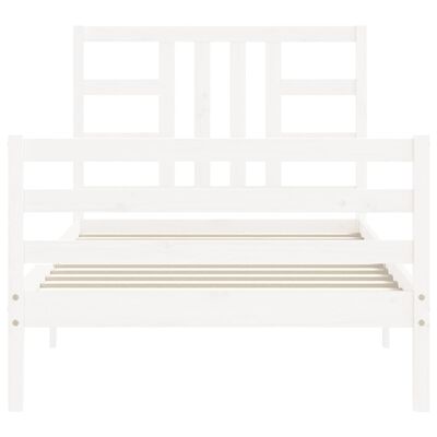 vidaXL Estructura de cama con cabecero madera maciza blanco 90x200 cm