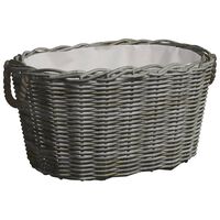 vidaXL Cesta de leña asas de transporte sauce natural gris 59x42x28 cm