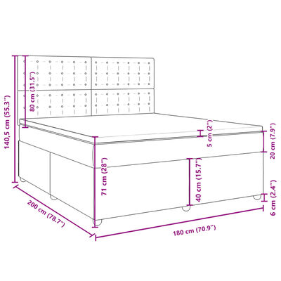 vidaXL Cama box spring con colchón tela azul 180x200 cm