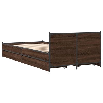 vidaXL Cama con cajones madera de ingeniería marrón roble 75x190 cm