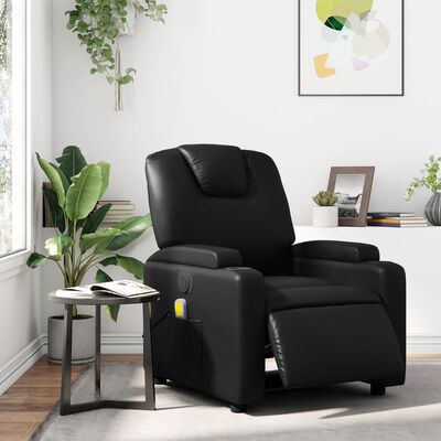 vidaXL Sillón de masaje reclinable eléctrico cuero sintético negro