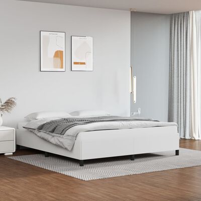 vidaXL Estructura de cama sin colchón cuero sintético blanco 160x200cm