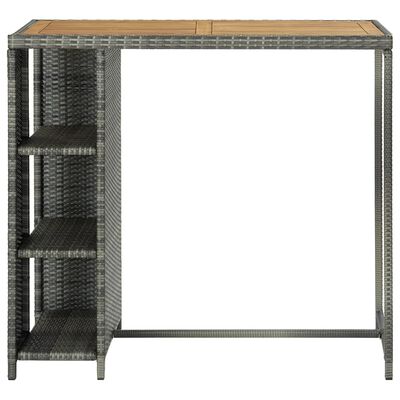 vidaXL Mesa bar estante almacenaje 120x60x110 cm ratán sintético gris