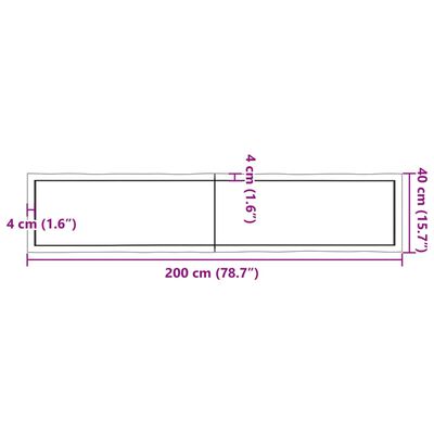 vidaXL Tablero de mesa madera maciza borde natural 200x40x(2-6) cm