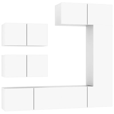 vidaXL Set de muebles para TV 6 piezas madera contrachapada blanco