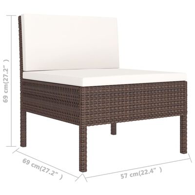 vidaXL Set muebles de jardín 5 pzas y cojines ratán sintético marrón