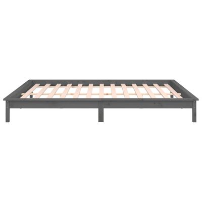 vidaXL Estructura de cama con LED madera maciza gris 160x200 cm