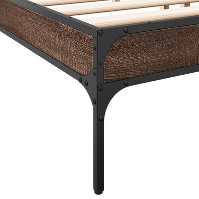 vidaXL Estructura cama madera ingeniería metal marrón roble 200x200 cm