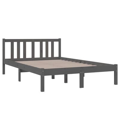 vidaXL Estructura de cama doble pequeña madera maciza gris 120x190 cm