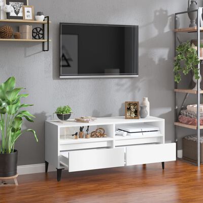 vidaXL Mueble para TV madera contrachapada blanco 100x34,5x44,5 cm