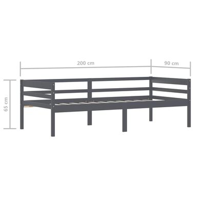 vidaXL Estructura cama sin colchón madera pino gris oscuro 90x200 cm