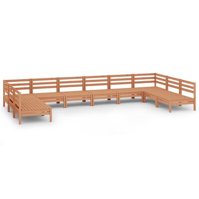 vidaXL Juego muebles de jardín 10 pzas madera maciza pino marrón miel