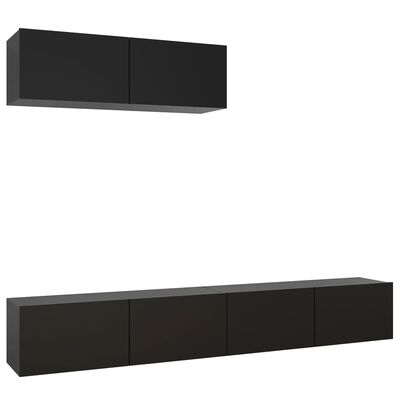 vidaXL Set de muebles de salón TV 3 pzas madera de ingeniería negro