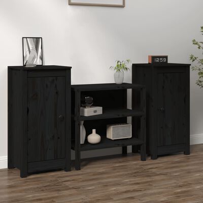 vidaXL Aparadores 2 uds madera maciza de pino negro 39x35x80 cm