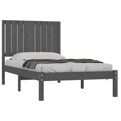 vidaXL Estructura de cama madera maciza de pino gris 90x200 cm