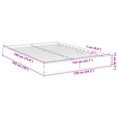 vidaXL Estructura de cama madera de ingeniería negra 135x190 cm