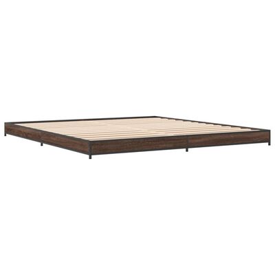 vidaXL Estructura cama madera ingeniería metal marrón roble 200x200 cm