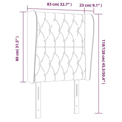 vidaXL Cabecero con orejas de tela negro 83x23x118/128 cm