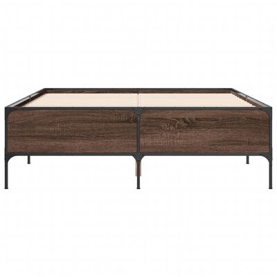 vidaXL Estructura cama madera ingeniería metal marrón roble 150x200 cm