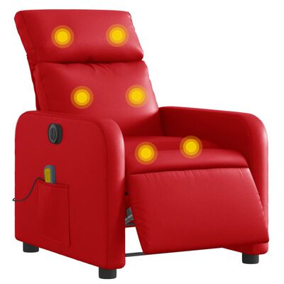 vidaXL Sillón de masaje reclinable eléctrico de cuero artificial rojo