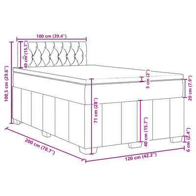 vidaXL Cama box spring con colchón tela azul 120x200 cm