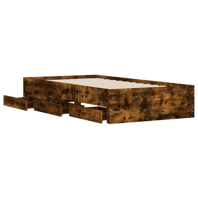 vidaXL Cama con cajones madera de ingeniería roble ahumado 75x190 cm