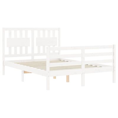 vidaXL Estructura de cama con cabecero madera maciza blanco 140x200 cm