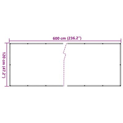 vidaXL Pantalla de privacidad de balcón PVC crema 600x120 cm