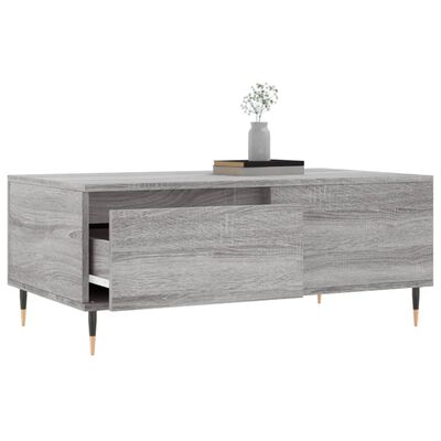 vidaXL Mesa de centro madera contrachapada gris Sonoma 90x50x36,5 cm