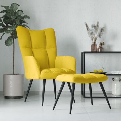 vidaXL Sillón de relax con taburete terciopelo amarillo mostaza