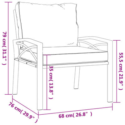 vidaXL Silla de jardín acero con cojines color arena 68x76x79 cm