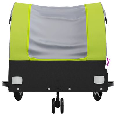 vidaXL Remolque para bicicleta hierro negro y verde 30 kg