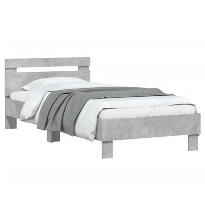 vidaXL Cama con cabecero madera de ingeniería gris hormigón 90x190 cm