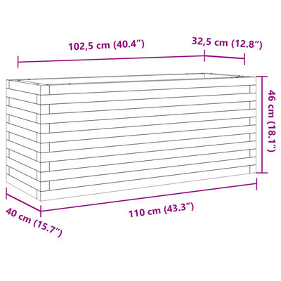 vidaXL Jardinera de madera maciza de pino blanca 110x40x46 cm