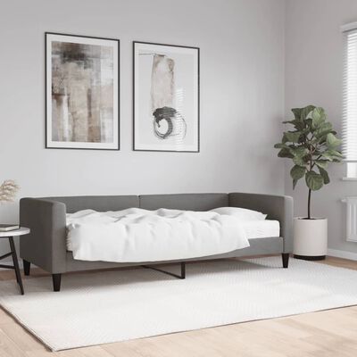 vidaXL Sofá cama con colchón tela gris oscuro 80x200 cm