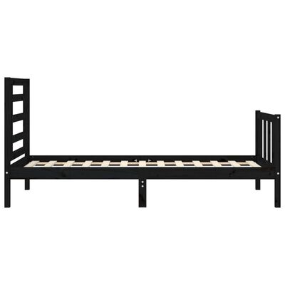 vidaXL Estructura de cama con cabecero madera maciza negro 90x200 cm