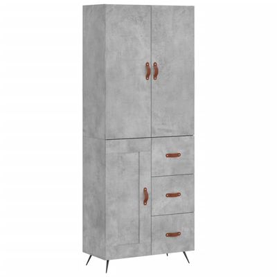 vidaXL Aparador alto madera contrachapada gris hormigón 69,5x34x180 cm