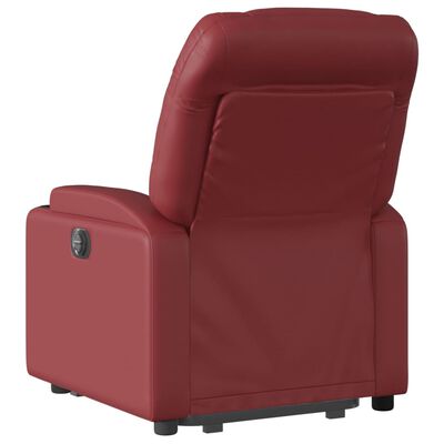 vidaXL Sillón reclinable elevable cuero artificial rojo tinto