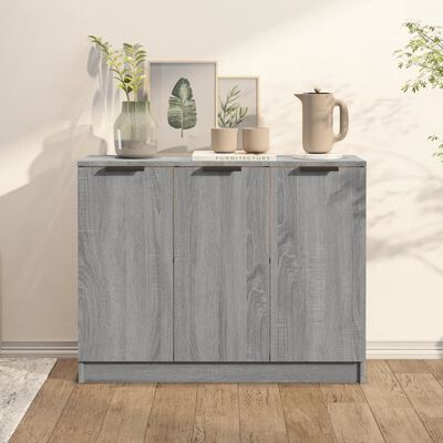 vidaXL Aparador de madera contrachapada gris Sonoma 90,5x30x70 cm