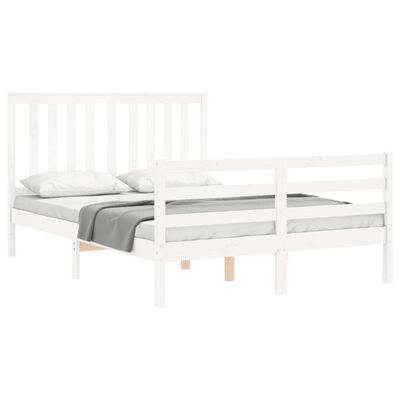 vidaXL Estructura cama de matrimonio con cabecero madera maciza blanco