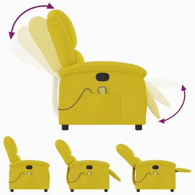 vidaXL Sillón de masaje reclinable de terciopelo amarillo