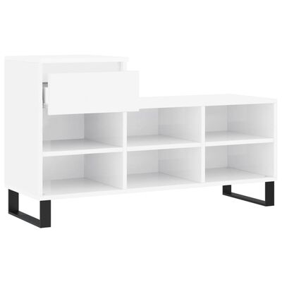 vidaXL Mueble zapatero madera contrachapada blanco brillo 102x36x60 cm