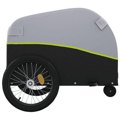 vidaXL Remolque para bicicleta hierro negro y verde 30 kg