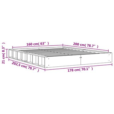 vidaXL Cama sin colchón madera maciza de pino marrón cera 160x200 cm