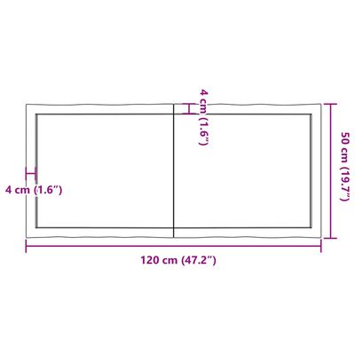 vidaXL Tablero de mesa madera maciza borde natural 120x50x(2-4) cm